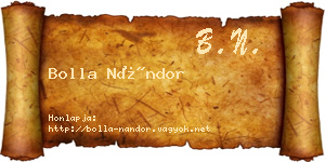 Bolla Nándor névjegykártya